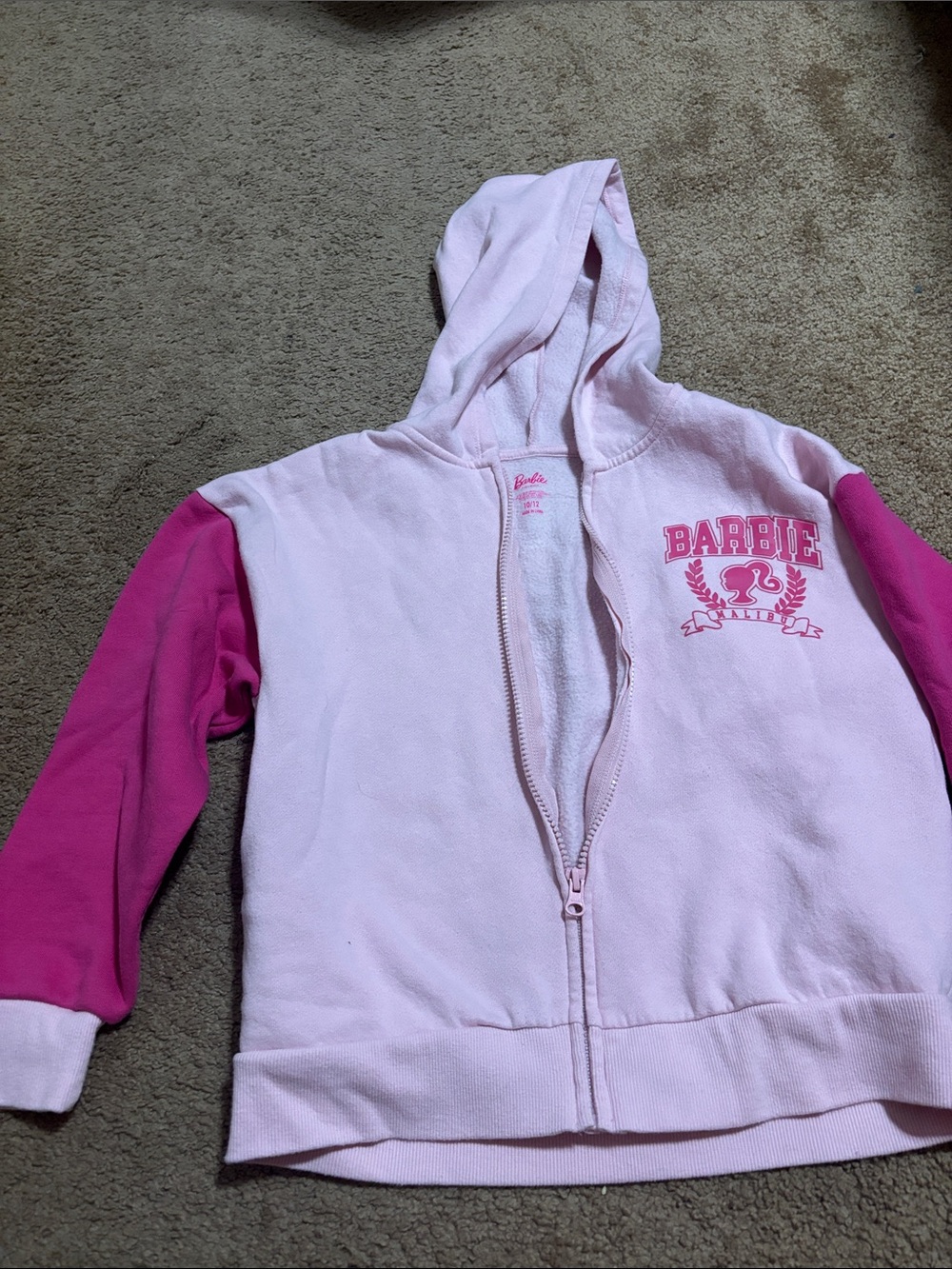 Barbie Pink Two-Tone Hooded Zip Sweatshirt